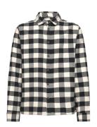 Check Cotton Shirt Tops Shirts Long-sleeved Shirts Black Mango