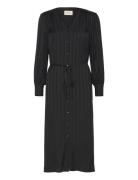 Relaxed Satin Stripe Shirt Dress Knelang Kjole Black GANT