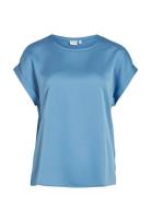 Viellette S/S Satin Top - Noos Tops T-shirts & Tops Short-sleeved Blue...