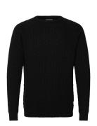 Lambswool Raglan Cable O-Neck Knit Tops Knitwear Round Necks Black Lin...