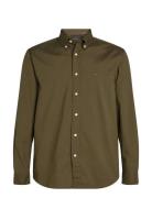 Core Flex Poplin Solid Rf Shirt Tops Shirts Casual Khaki Green Tommy H...