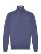 Superfine Lambswool Half Zip Tops Knitwear Half Zip Jumpers Blue GANT