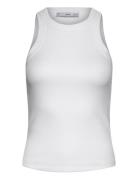 Ribbed Cotton-Blend Top Tops T-shirts & Tops Sleeveless White Mango