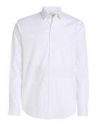 Poplin Contrast Print Slim Shirt Tops Shirts Casual White Calvin Klein