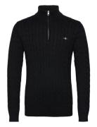 Cotton Cable Half Zip Tops Knitwear Half Zip Jumpers Black GANT