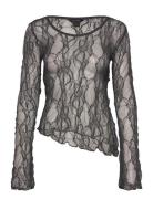 Lace Ls Top Tops T-shirts & Tops Long-sleeved Grey Monki