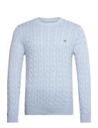 Cotton Cable C-Neck Tops Knitwear Round Necks Blue GANT