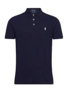 Custom Slim Fit Stretch Mesh Polo Shirt Tops Polos Short-sleeved Navy ...