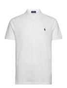 Custom Slim Fit Stretch Mesh Polo Shirt Tops Polos Short-sleeved White...