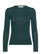 Round-Neck Long-Sleeved T-Shirt Tops T-shirts & Tops Long-sleeved Gree...