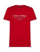 Hilfiger Center Stack Tee Tops T-shirts Short-sleeved Red Tommy Hilfig...