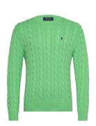 Cable-Knit Cotton Sweater Designers Knitwear Round Necks Green Polo Ra...