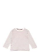 Striped Cotton T-Shirt Tops T-shirts Long-sleeved T-shirts White Mango