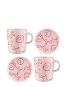 Piirto Unikko Set 2 Mugs + 2 Plates Home Tableware Plates Small Plates...