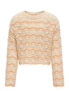 Kogdonna Ls O-Neck Stripe Structure Knt Tops Knitwear Pullovers Cream ...