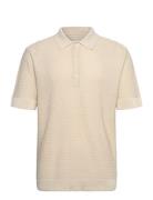 Wwupton Tops Knitwear Short Sleeve Knitted Polos Cream WOOD WOOD