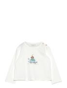 Cotton Printed T-Shirt Tops T-shirts Long-sleeved T-shirts White Mango