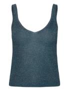 Lurex Knitted Top Tops T-shirts & Tops Sleeveless Green Mango