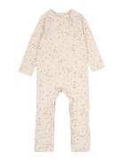 Jumpsuit L/S Printed Langermet Bodysuit Cream Petit Piao