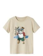 Nkmfuldme Ss Top Box Tops T-shirts Short-sleeved Beige Name It