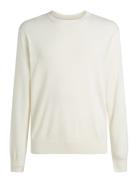 Ls Supima Cotton Crew 14Gg Tops Knitwear Round Necks White Calvin Klei...