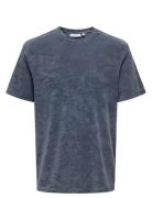 Onshellas Reg Frotte Ss Tee Tops T-shirts Short-sleeved Navy ONLY & SO...