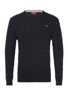 Ethan Cable Ck Designers Knitwear Round Necks Navy Morris